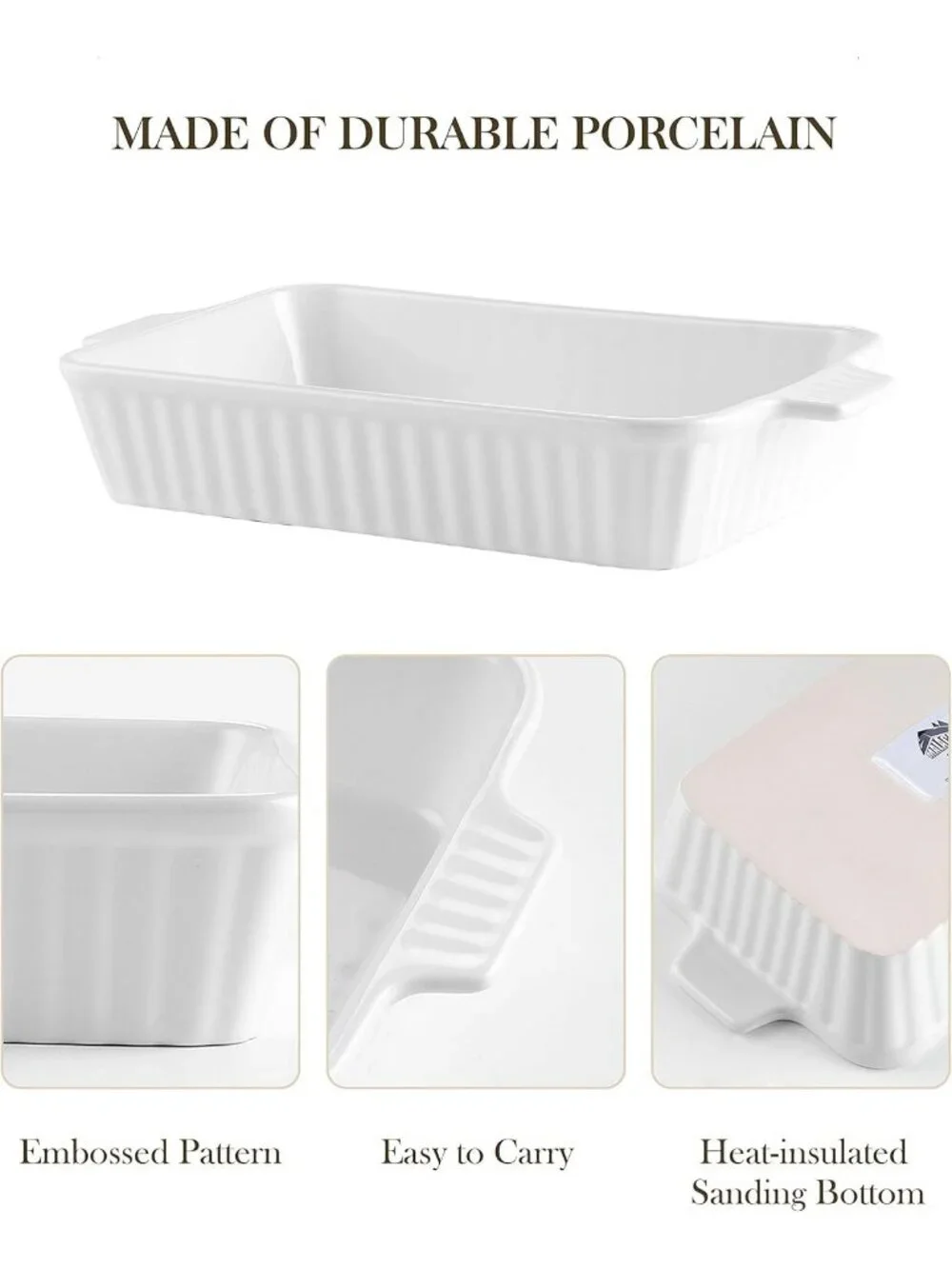 4 Set White Ceramic Casserole Dishes for Oven Ceramic Baking Deep Dishes Set